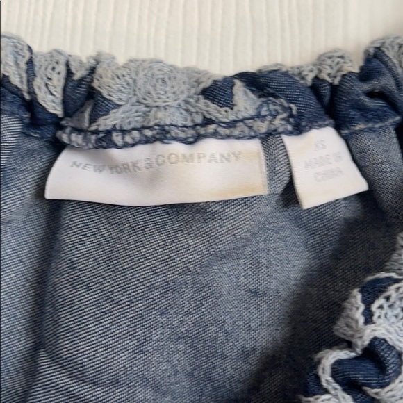 New York and Company Off Shoulder Denim Dress - Picture 2 of 2